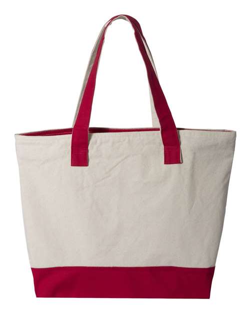 19L Zippered Tote - Natural/ Red
