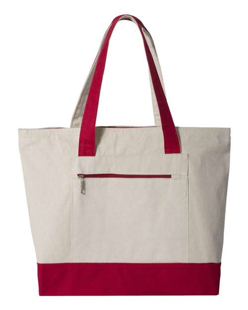 19L Zippered Tote - Natural/ Red