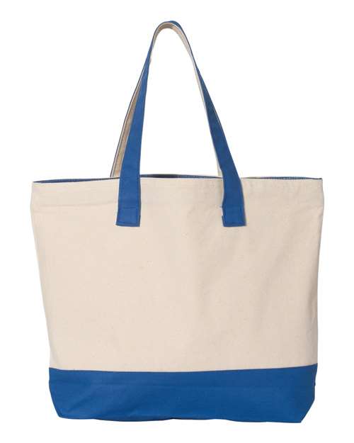 19L Zippered Tote - Natural/ Royal