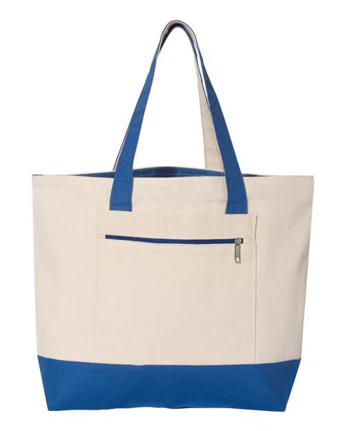 19L Zippered Tote - Natural/ Royal