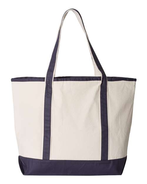 34.6L Large Canvas Deluxe Tote - Natural/ Navy
