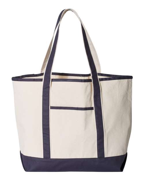 34.6L Large Canvas Deluxe Tote - Natural/ Navy