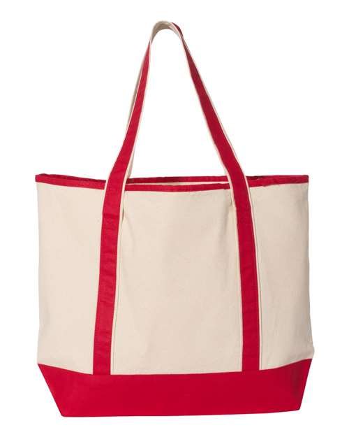 34.6L Large Canvas Deluxe Tote - Natural/ Red