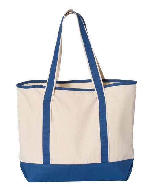 34.6L Large Canvas Deluxe Tote - Natural/ Royal