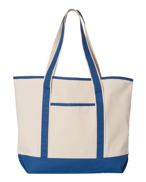 34.6L Large Canvas Deluxe Tote - Natural/ Royal