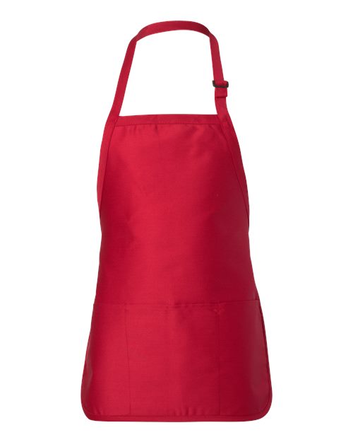 Full-Length Apron with Pouch Pocket - Red