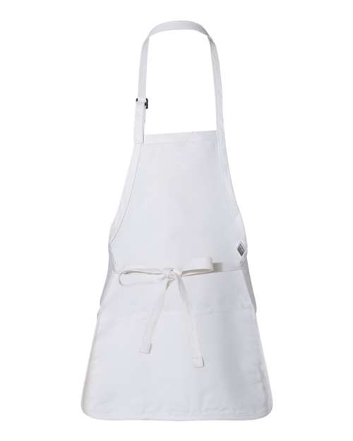 Full-Length Apron with Pouch Pocket - White