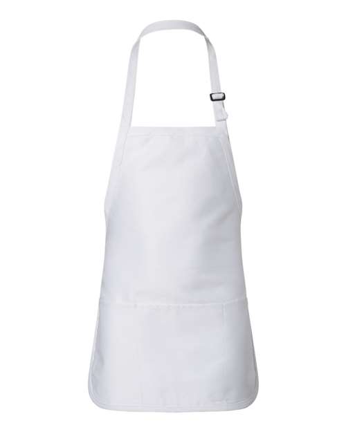 Full-Length Apron with Pouch Pocket - White