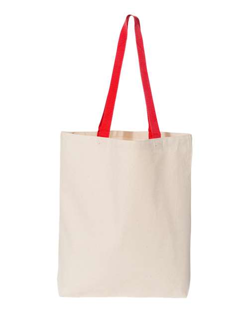 11L Canvas Tote with Contrast-Color Handles - Natural/ Red