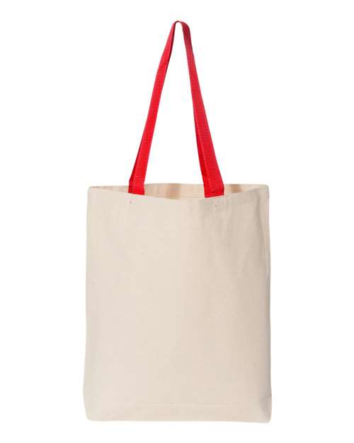 11L Canvas Tote with Contrast-Color Handles - Natural/ Red