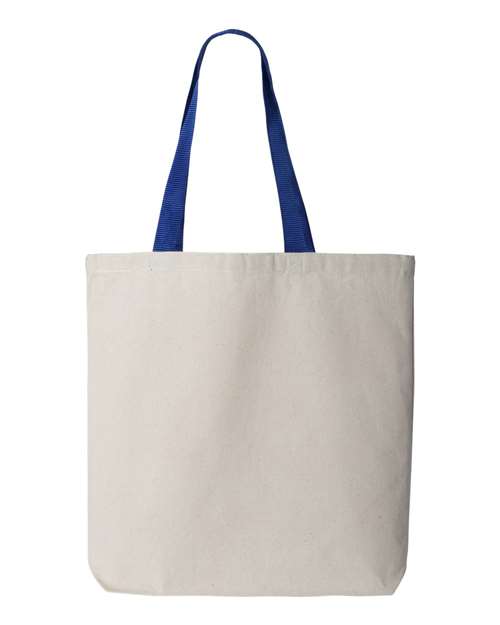 11L Canvas Tote with Contrast-Color Handles - Natural/ Royal