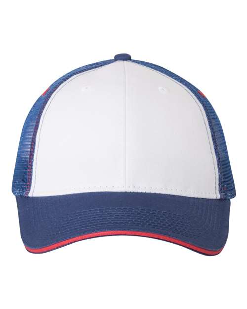 Sandwich Trucker Cap - White/ Royal/ Red