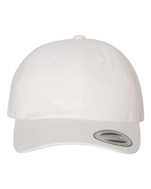 Peached Cotton Twill Dad Hat - White