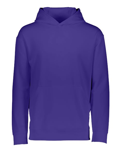 Youth Wicking Fleece Hooded Sweatshirt - Purple