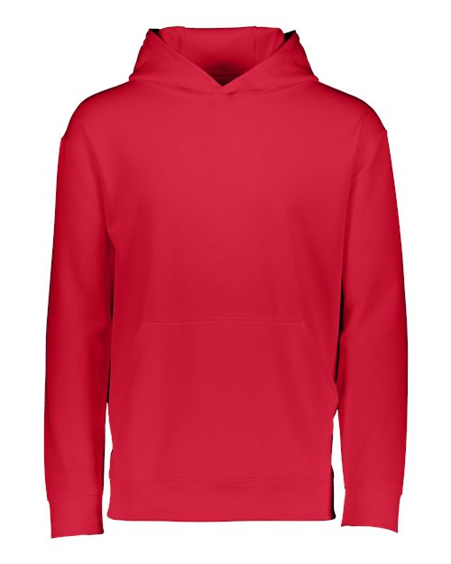 Youth Wicking Fleece Hooded Sweatshirt - Red