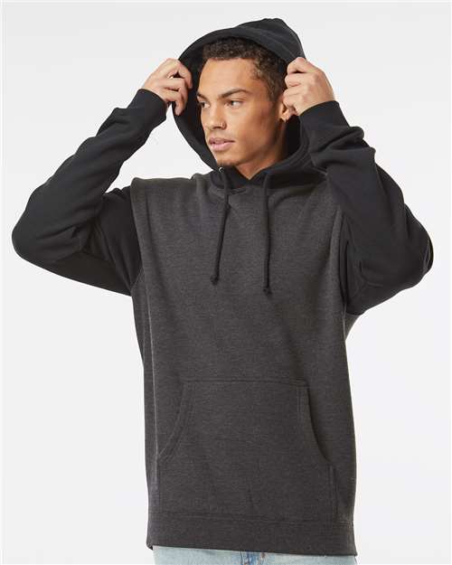 Unisex Heavyweight Hooded Sweatshirt - Charcoal Heather/ Black