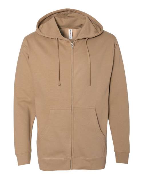 Unisex Midweight Full-Zip Hooded Sweatshirt - Sandstone