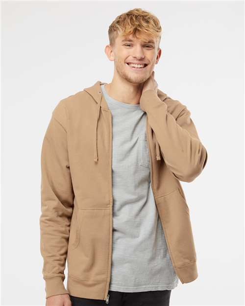 Unisex Midweight Full-Zip Hooded Sweatshirt - Sandstone