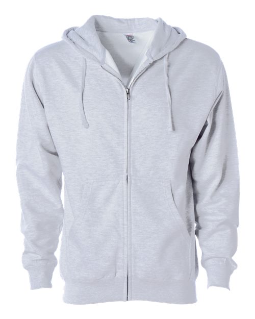Unisex Midweight Full-Zip Hooded Sweatshirt - Ash Heather