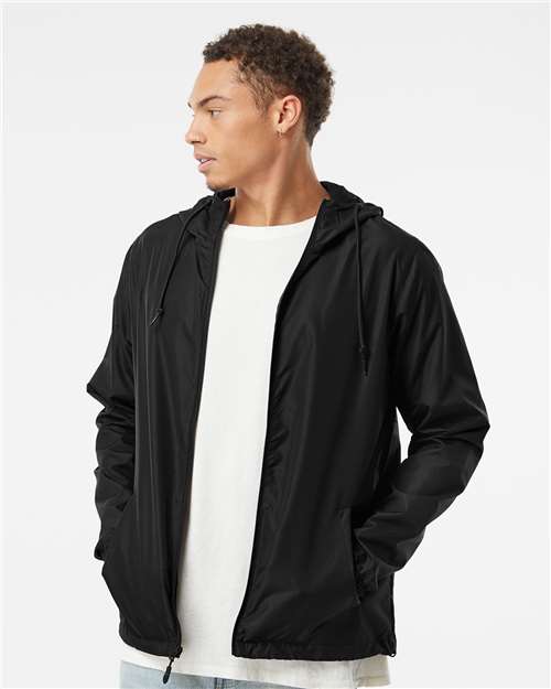 Men's Lightweight Windbreaker Full-Zip Jacket - Black