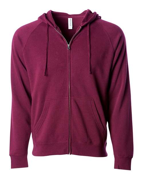Unisex Special Blend Raglan Full-Zip Hooded Sweatshirt - Maroon