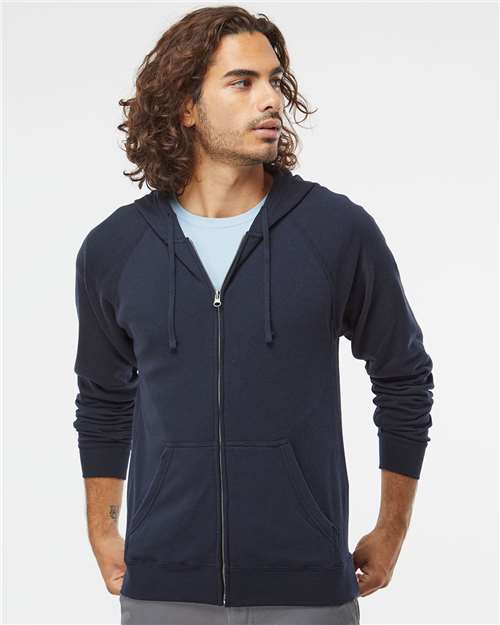 Unisex Special Blend Raglan Full-Zip Hooded Sweatshirt - Classic Navy