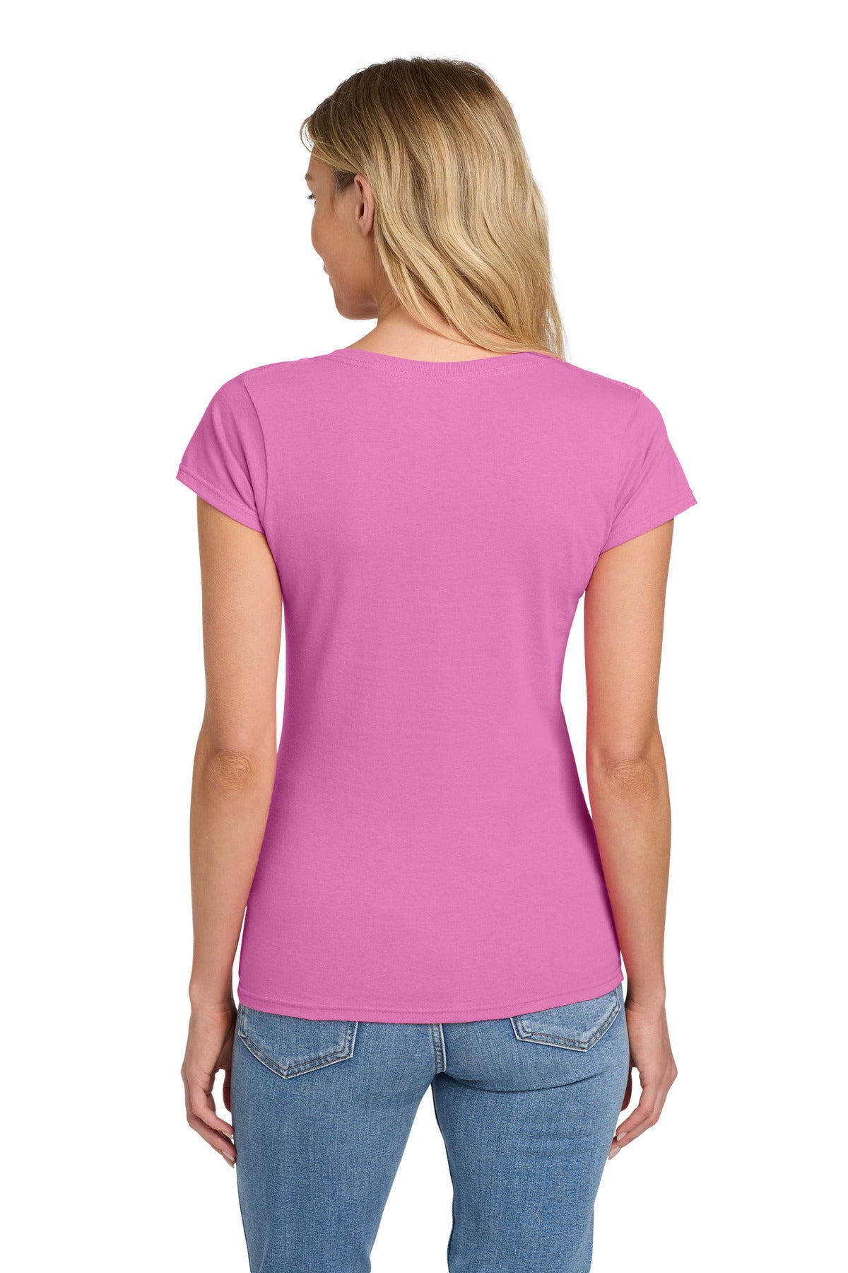 Gildan Softstyle Women's Fit V-Neck T-Shirt - Azalea