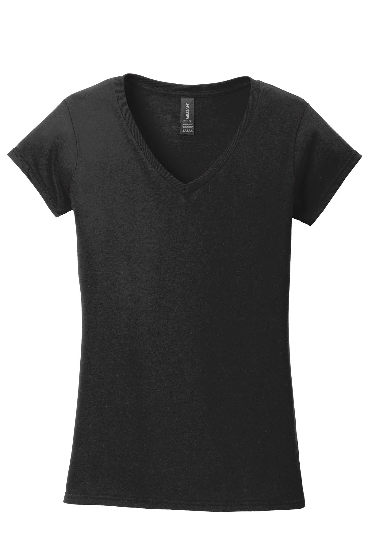 Gildan Softstyle Women's Fit V-Neck T-Shirt - Black