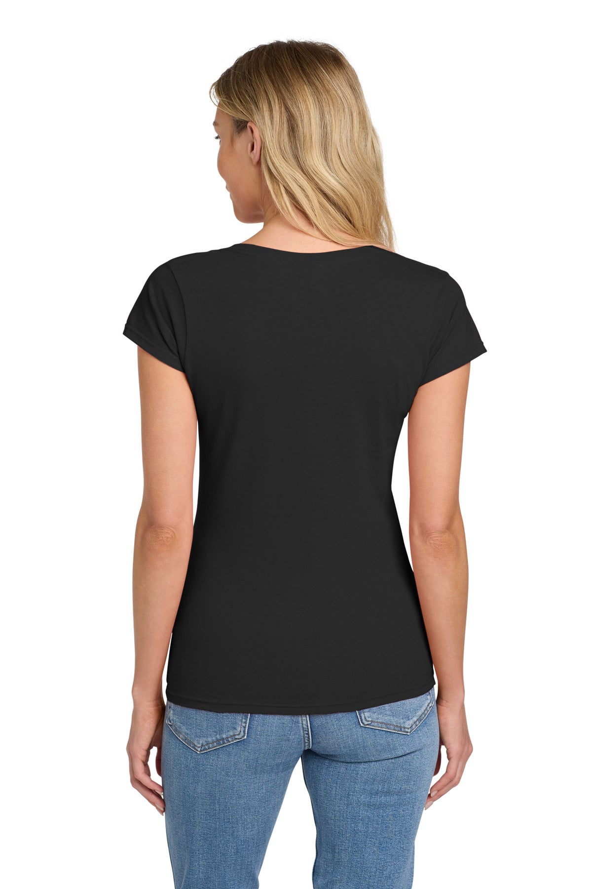 Gildan Softstyle Women's Fit V-Neck T-Shirt - Black