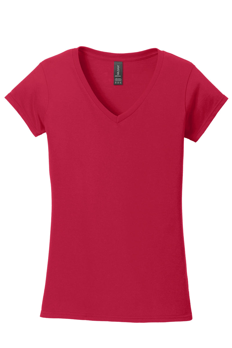 Gildan Softstyle Women's Fit V-Neck T-Shirt - Cherry Red