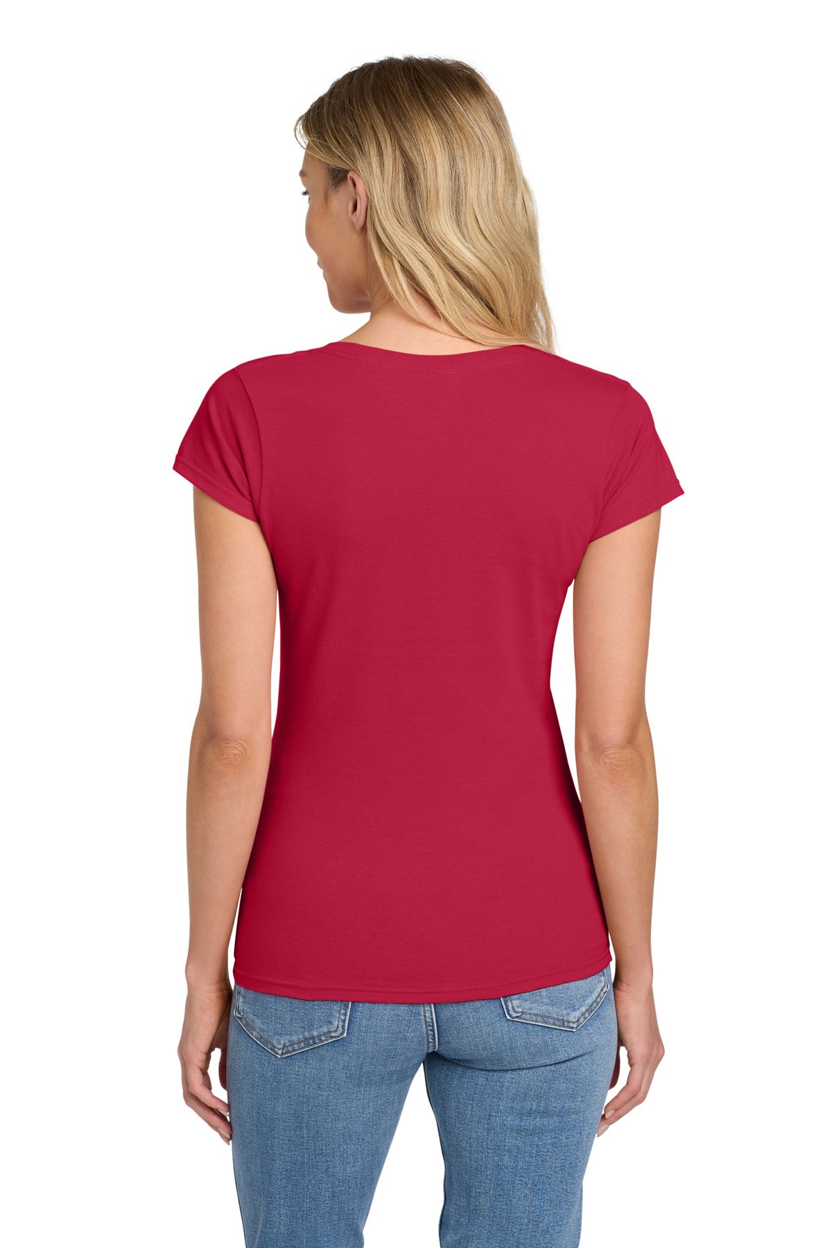 Gildan Softstyle Women's Fit V-Neck T-Shirt - Cherry Red
