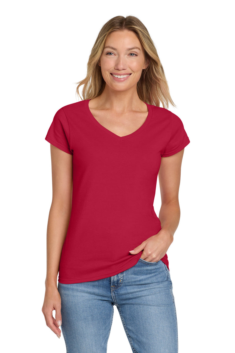 Gildan Softstyle Women's Fit V-Neck T-Shirt - Cherry Red