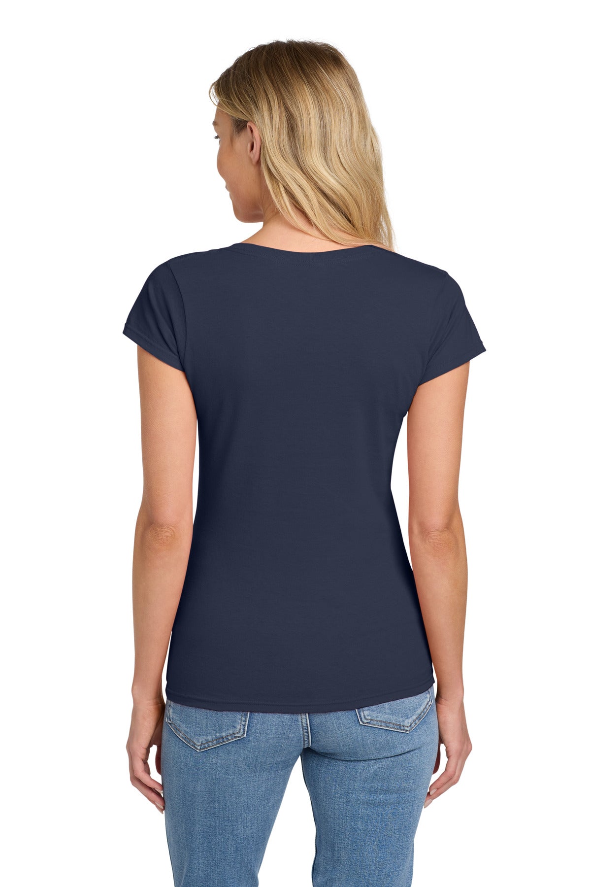 Gildan Softstyle Women's Fit V-Neck T-Shirt - Navy