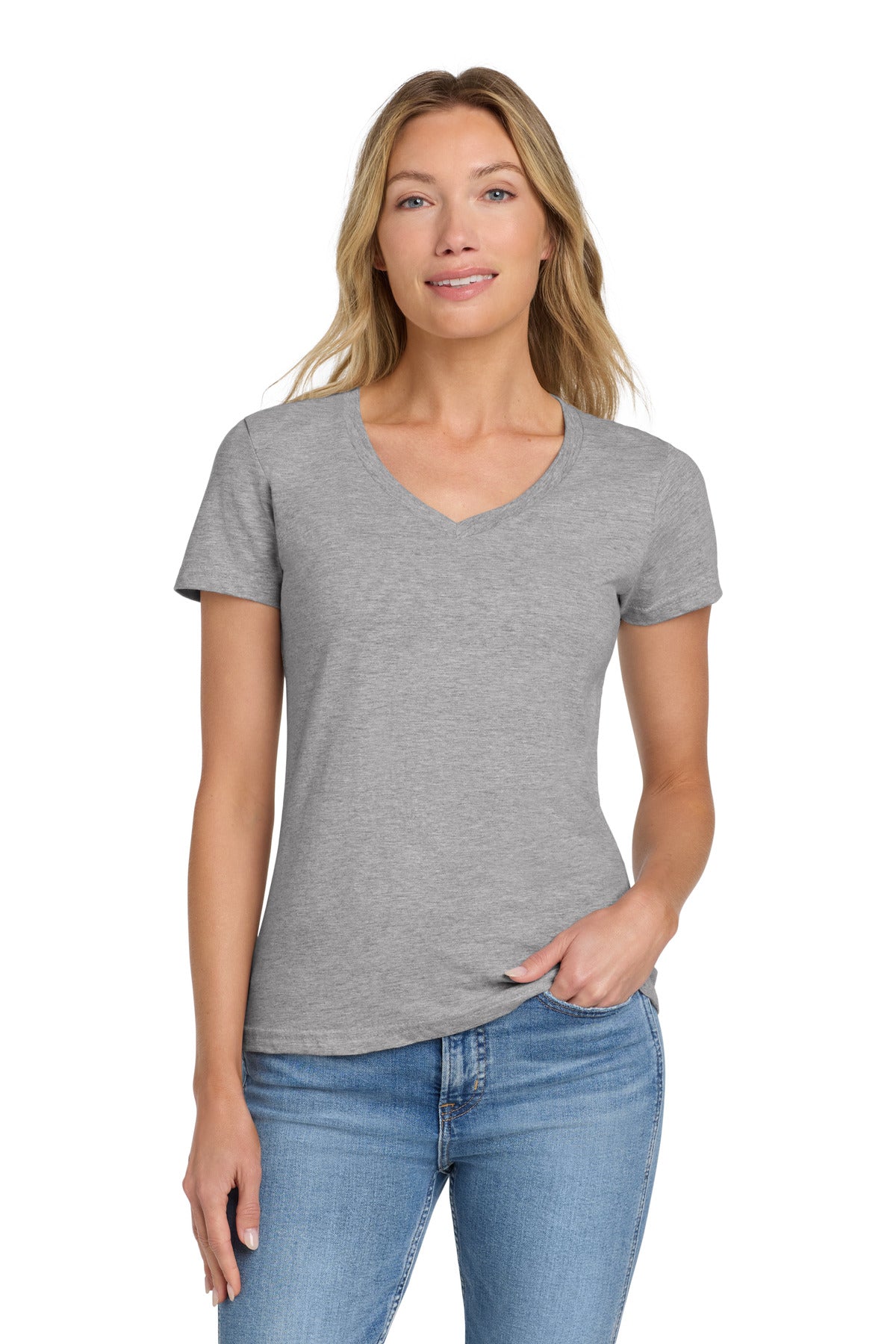 Gildan Softstyle Women's Fit V-Neck T-Shirt - Sport Grey