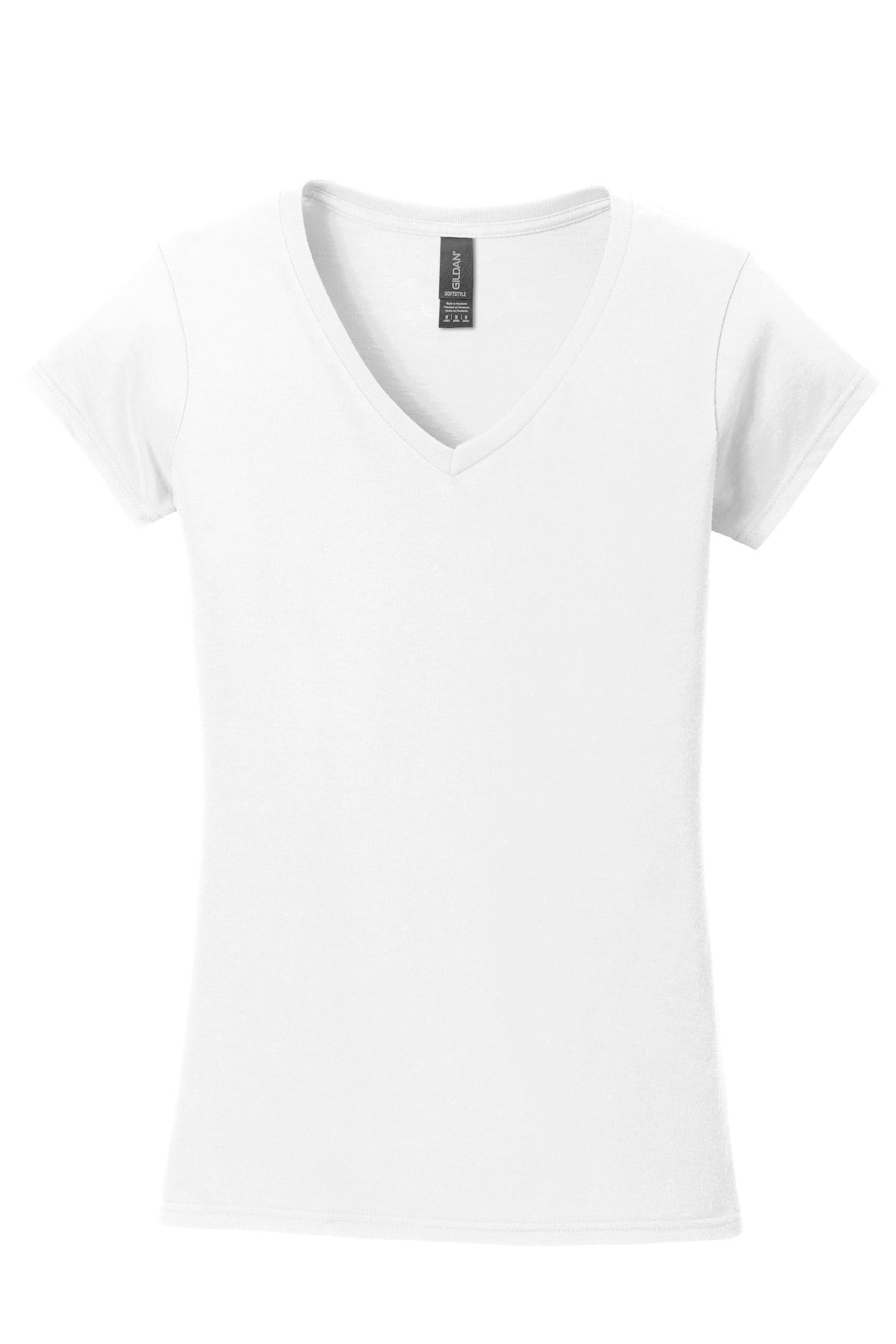 Gildan Softstyle Women's Fit V-Neck T-Shirt - White