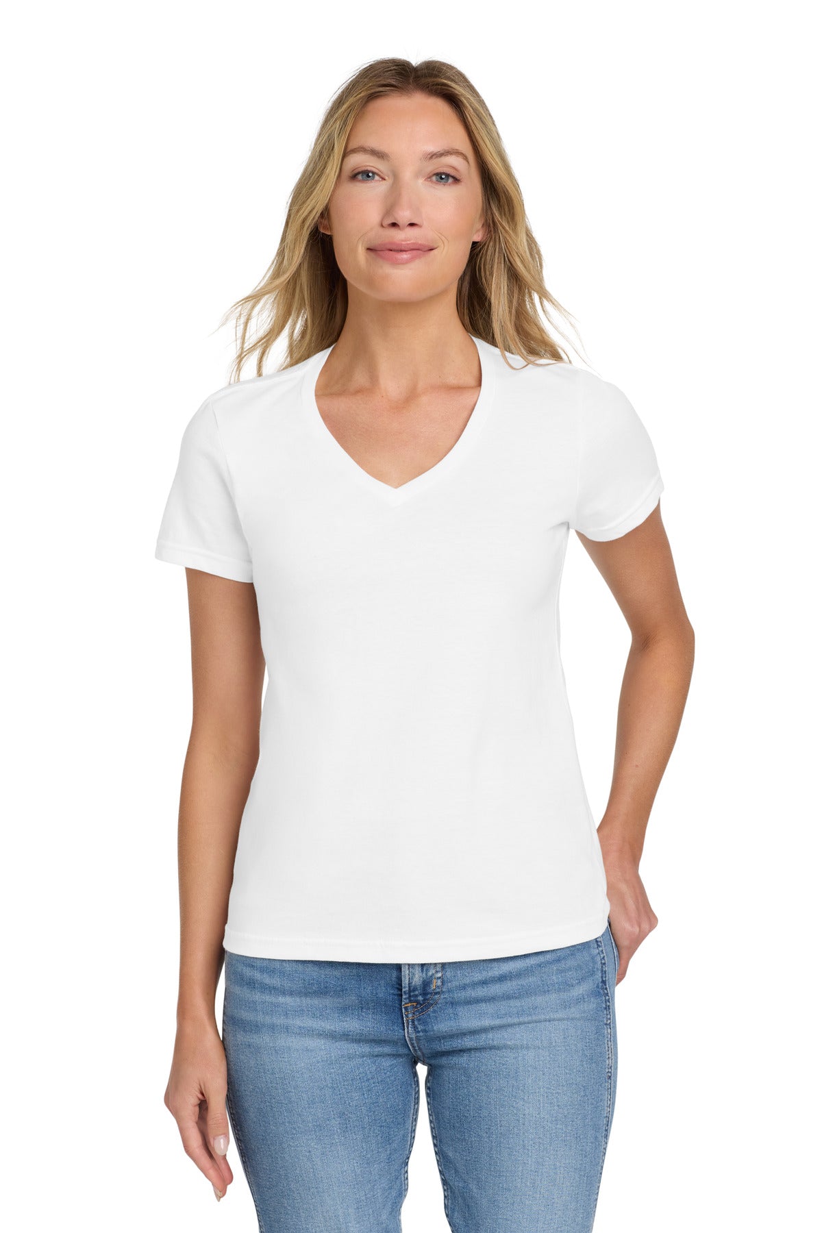 Gildan Softstyle Women's Fit V-Neck T-Shirt - White