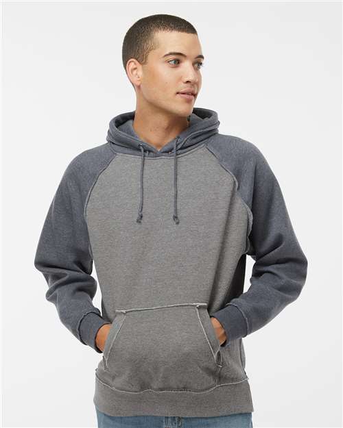 Men's Vintage Heather Hooded Sweatshirt - Smoke Heather/ Vintage Navy Heather