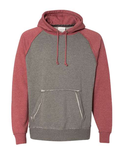 Men's Vintage Heather Hooded Sweatshirt - Smoke Heather/ Simply Red Heather