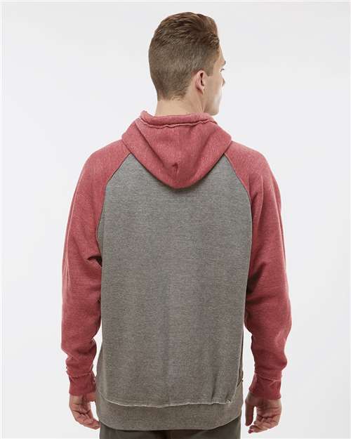 Men's Vintage Heather Hooded Sweatshirt - Smoke Heather/ Simply Red Heather