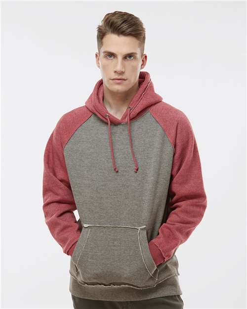 Men's Vintage Heather Hooded Sweatshirt - Smoke Heather/ Simply Red Heather