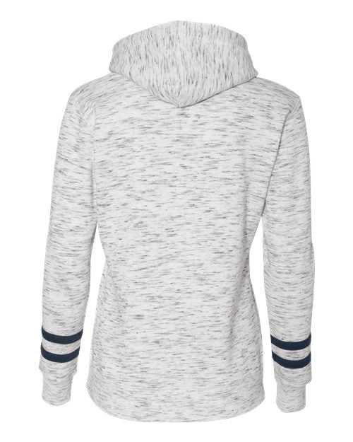 Women’s Mélange Fleece Striped-Sleeve Hooded Sweatshirt - White/ Navy