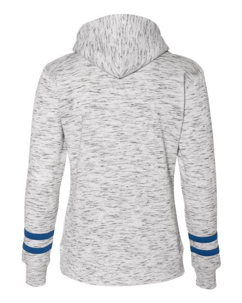 Women’s Mélange Fleece Striped-Sleeve Hooded Sweatshirt - White/ Royal