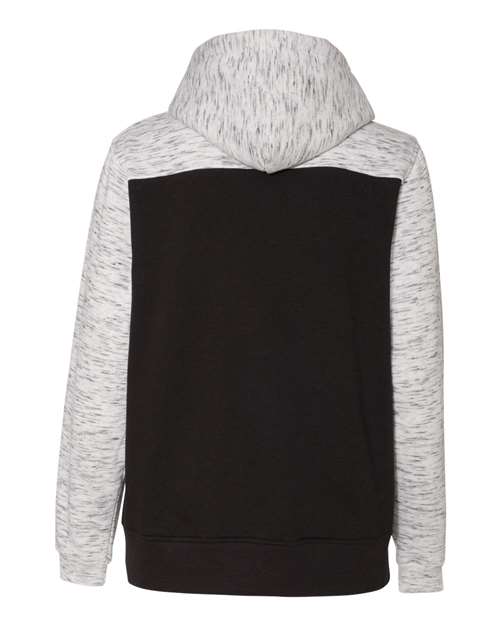 Men's Mélange Fleece Colorblocked Hooded Sweatshirt - Black/ White