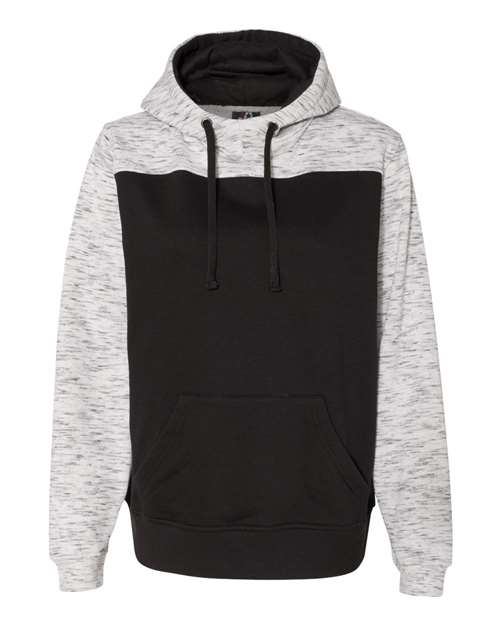 Men's Mélange Fleece Colorblocked Hooded Sweatshirt - Black/ White