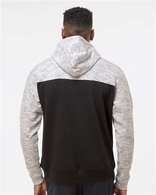 Men's Mélange Fleece Colorblocked Hooded Sweatshirt - Black/ White