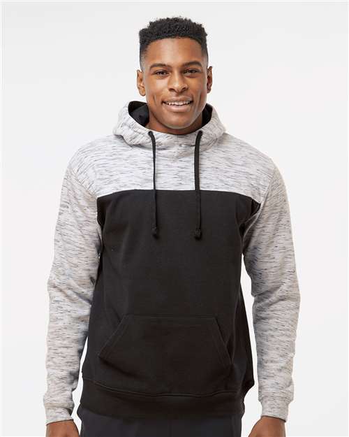 Men's Mélange Fleece Colorblocked Hooded Sweatshirt - Black/ White