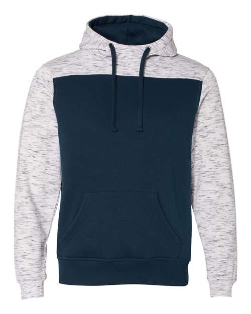 Men's Mélange Fleece Colorblocked Hooded Sweatshirt - Navy/ White