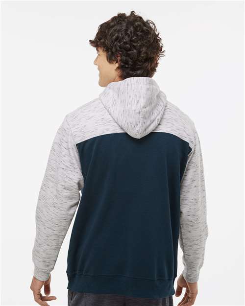 Men's Mélange Fleece Colorblocked Hooded Sweatshirt - Navy/ White