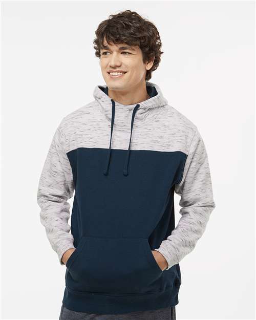 Men's Mélange Fleece Colorblocked Hooded Sweatshirt - Navy/ White