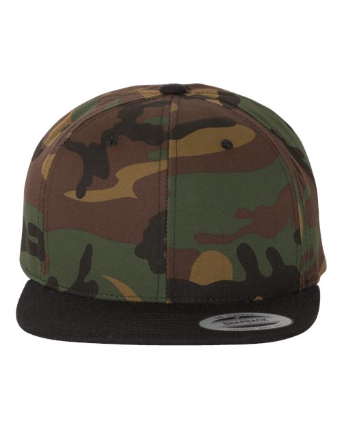 Premium Flat Bill Snapback Cap - Camo/ Black